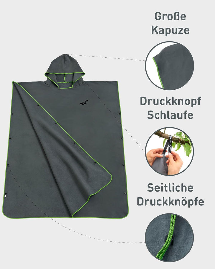 Fit-Flip Surfponcho, Umziehhilfe Damen &amp; Herren – kompakt und sehr leicht – Badeponcho, Umziehhilfe,