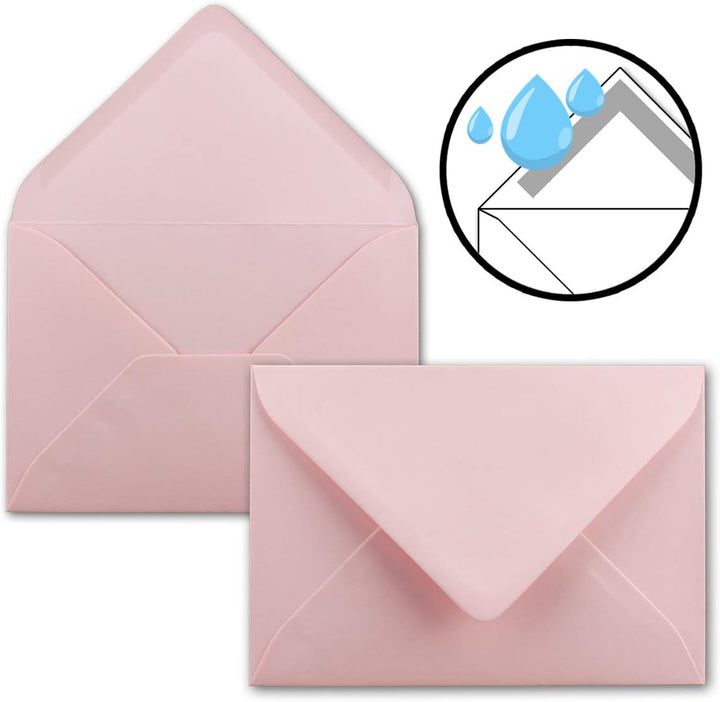 50x Faltkarten Set DIN A6/C6 mit Brief-Umschlägen in Rosa - inklusive Einleger - 14,8 x 10,5 cm - Pr