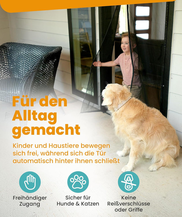 Flux Phenom Magnetisches Fliegengitter für Türen – 100x210 cm Hält Insekten fern, lässt frische Luft