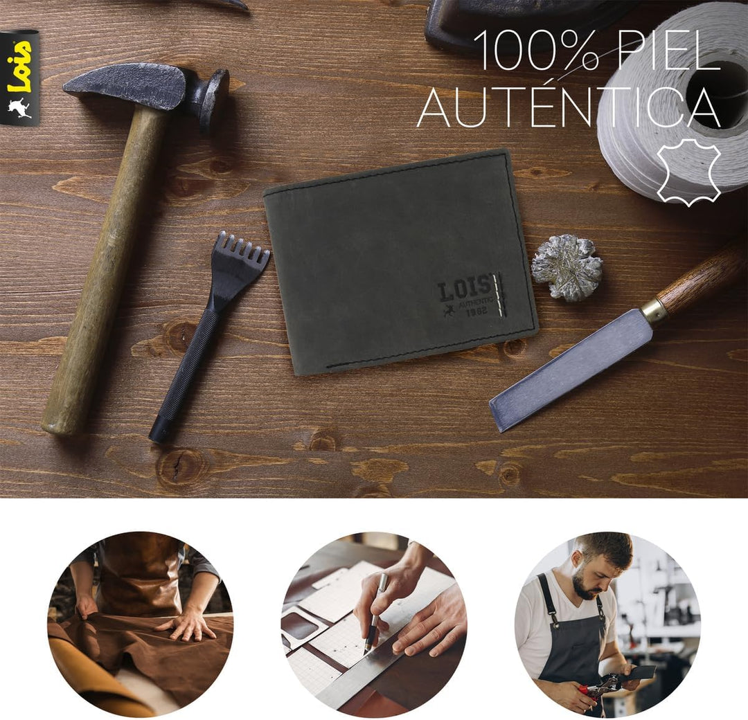 Lois - Leder-Geldbörsen für Männer. Ledergeldbörse für Herren mit Geldbörse und Mehreren Fächern, Br