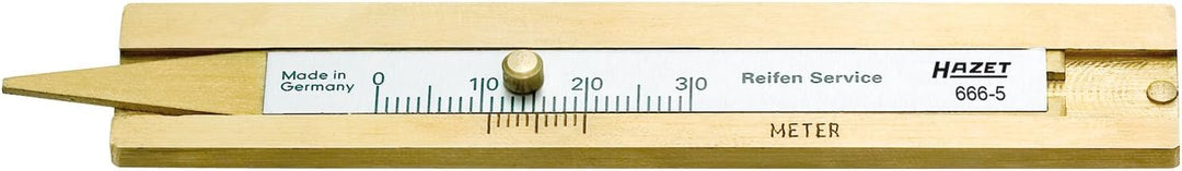 HAZET Reifenprofil-Tiefenmesser 666-5, präzise 0,1 mm Ablesung, 30 mm Messtiefe, stabile Hartmessing