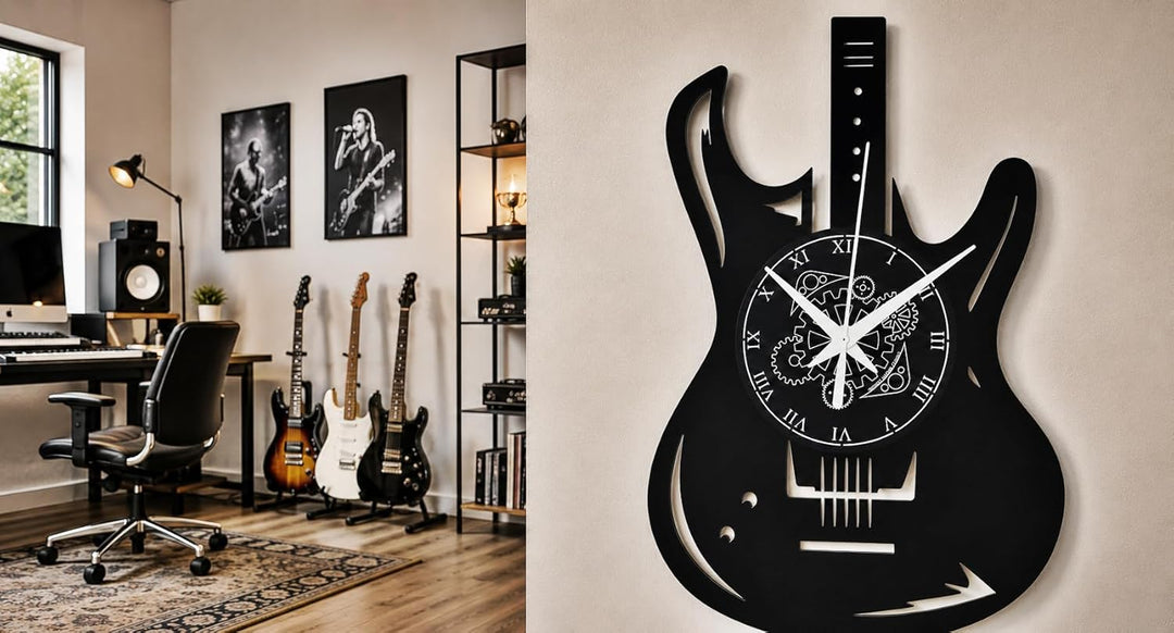 Vinyl Wanduhr Vintage Handgemache Schallplatten-Design Dekor Gitarren Bass Rock Metal Punk Musik