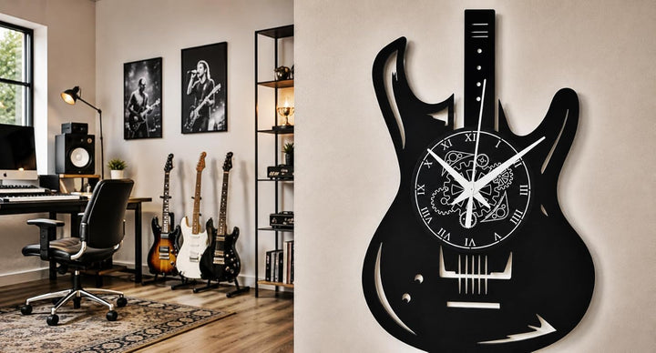 Vinyl Wanduhr Vintage Handgemache Schallplatten-Design Dekor Gitarren Bass Rock Metal Punk Musik
