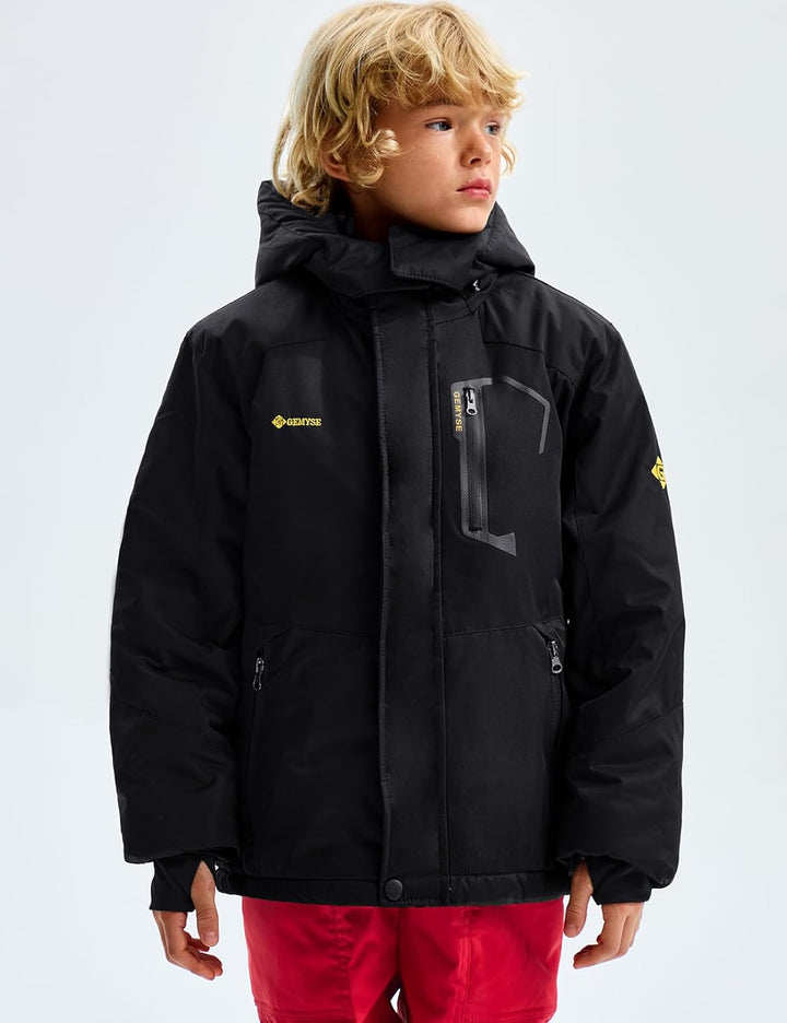 GEMYSE Jungen Skijacke Wasserdichte Winterjacke Warm Gefütterte Kinder Winddichte Schneejacke mit Ka