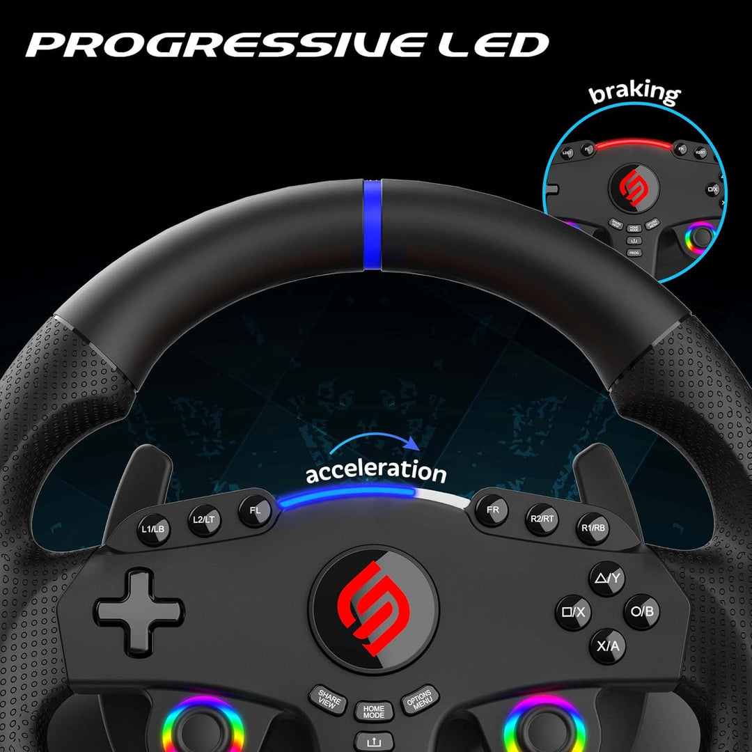 SUBSONIC – Lenkrad Superdrive 270 GT-5 – PS5-Lenkrad mit LED-Beleuchtung, zwei Joysticks, 270°- Dreh