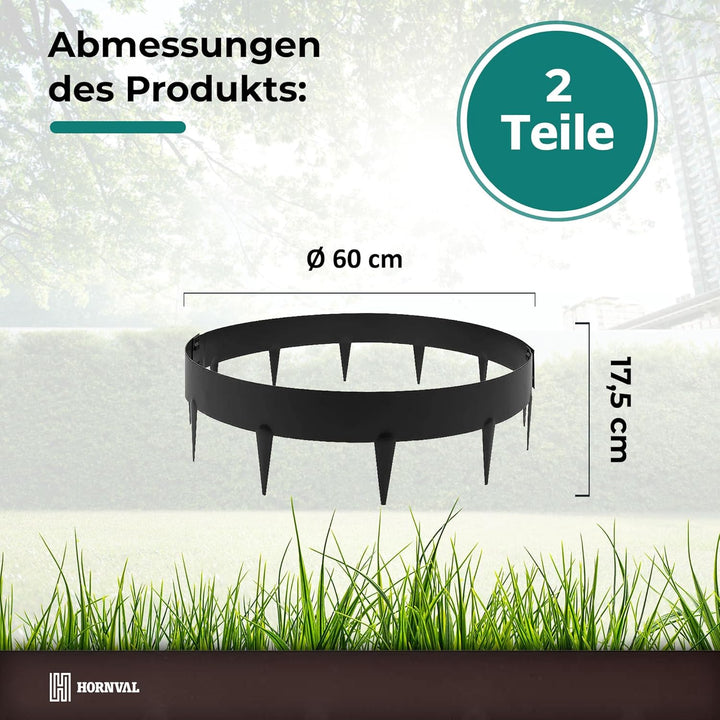 HORNVAL Stahl Baumumrandung mit Dornen - Wurzelsperren aus Zinkblech - Matt Bronze O2A Ø 0,6m Baumri