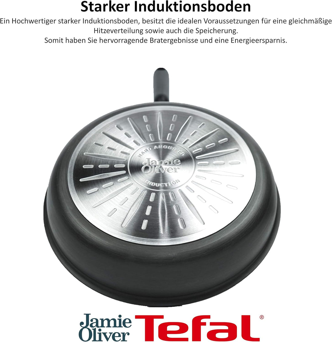 Tefal E85710 Jamie Oliver Pfannenset 2-tlg, Bratpfanne 24 und 28 cm, Induktion Pfannen mit Antihaftb