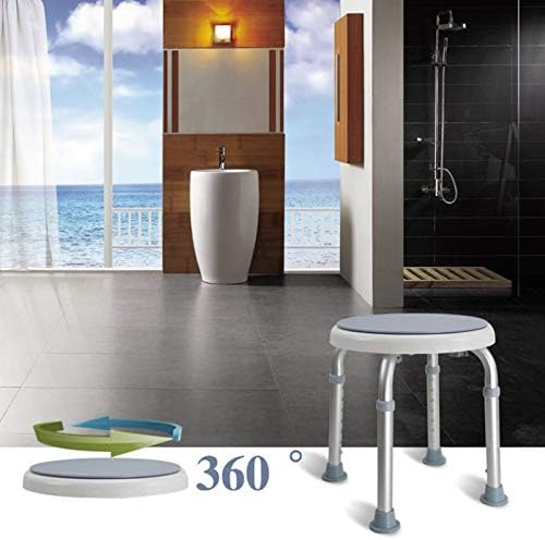 Duschhocker Duschstuhl Höhenverstellbar 360° Drehbarer Badehocker Duschhilfe aus Alu für Alter, Schw