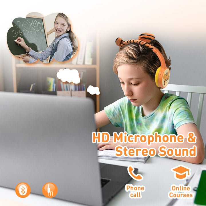 Bluetooth Kopfhörer Kinder, Kinder Kopfhörer mit Kabel, Mikrofon, 85dB Lautstärkebegrenzung, 3.5mm J