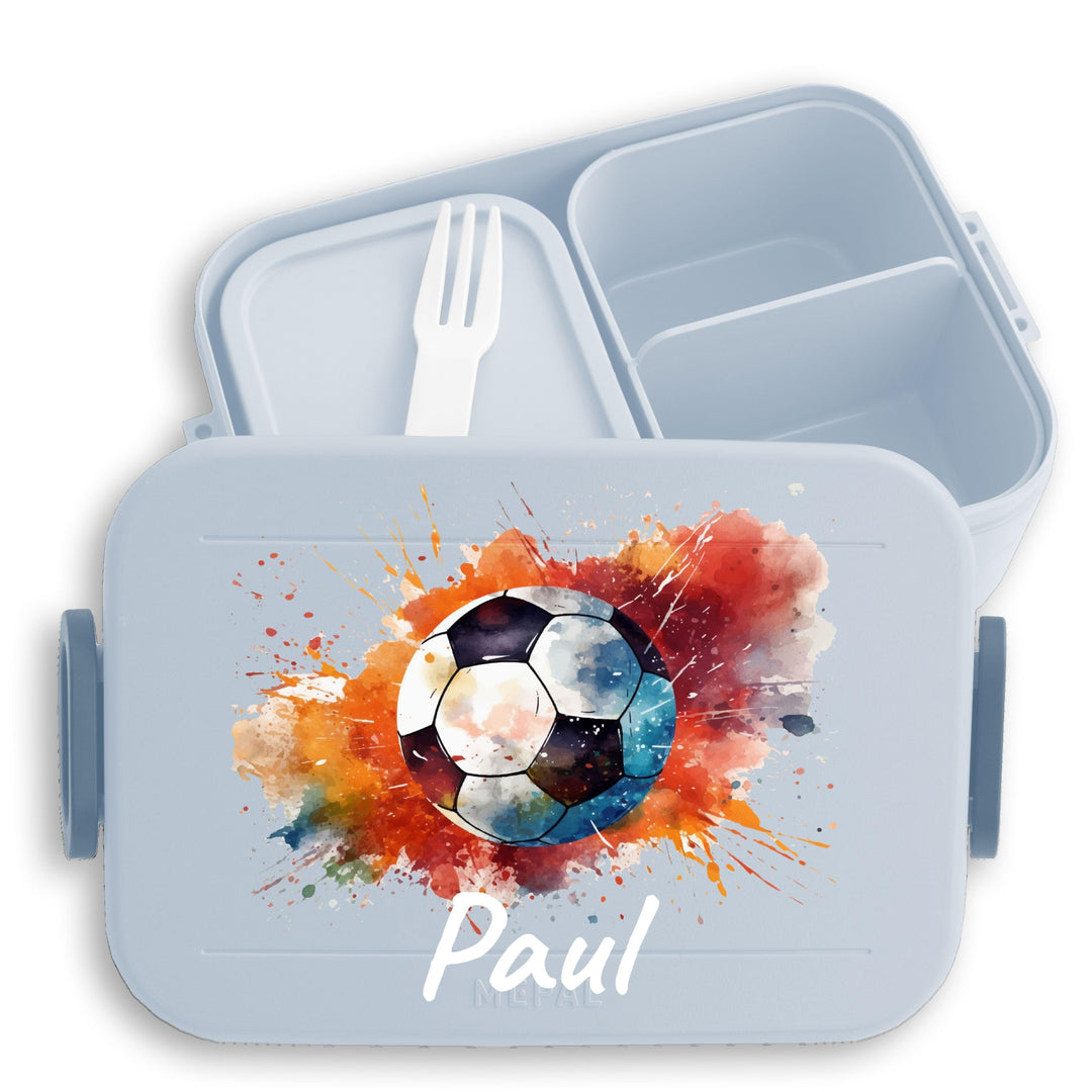 Kinder Bento Box Midi Lunchbox für Mepal Bentobox - Fussball Brotdose mit Name personalisiert I Gesc