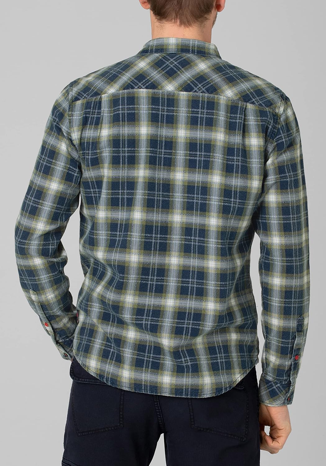 Timezone Herren Effect Weave Check Shirt Hemd M Ocher Navy, M Ocher Navy