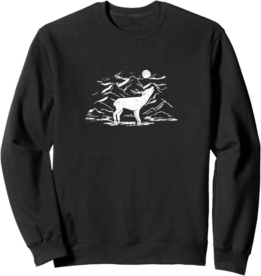 Wandern Design mit heulendem Hirsch für Wanderer Sweatshirt