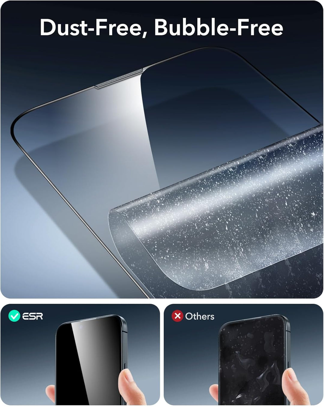 ESR für iPhone 14/13/13 Pro für Panzerglas, 9H+ Displayschutzfolie aus gehärtetem Glas 3 Stück, blas