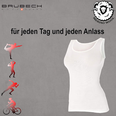 BRUBECK Damen Tank-Top | Ärmellos | Atmungsaktiv | Sport | Funktionsunterhemd | Oberteil | 41% Merin