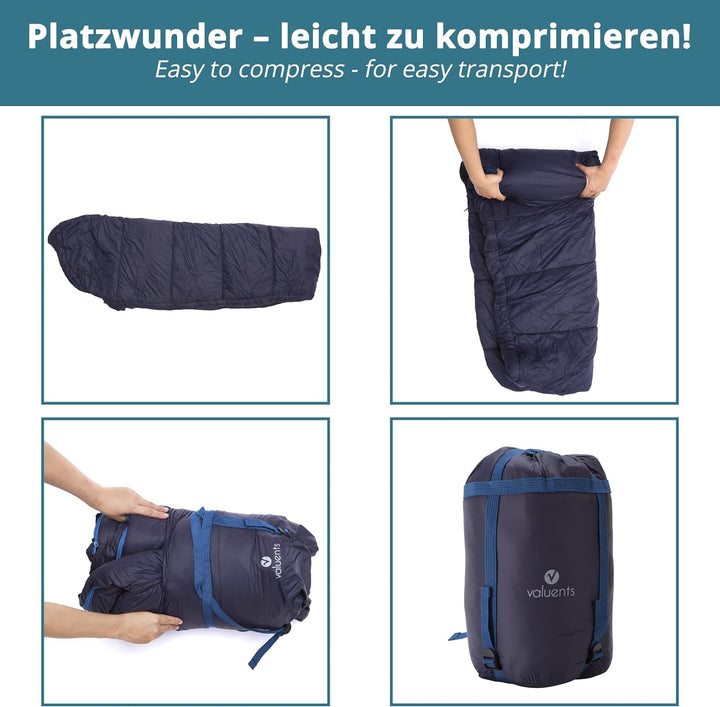 valuents Outdoor Schlafsack 215cm– Ultraleicht und warm mit Mikrofaser Füllung: 3-4 Jahreszeiten (30