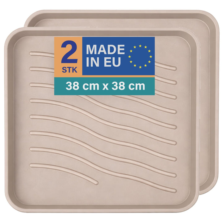 Bestlivings Schuhabtropfschale (2er Pack - Beige) Schuhablage (38x38x2,5cm) wasserdichte Schuhwanne