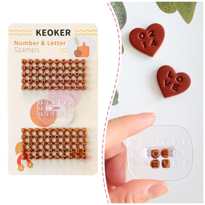 Keoker Zahlen- und Buchstabenstempel für Ton - Polymer Clay Stempel, tolle Arbeit mit Tonschneidern,