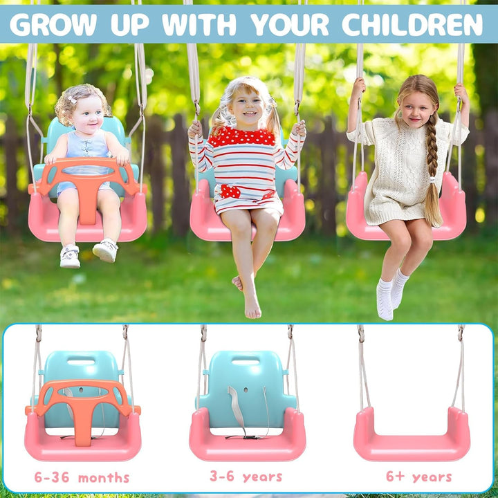 Babyschaukel, 3-in-1-Babyschaukel für drinnen und draussen mit Gestell, Kinderschaukel mit Metallstä