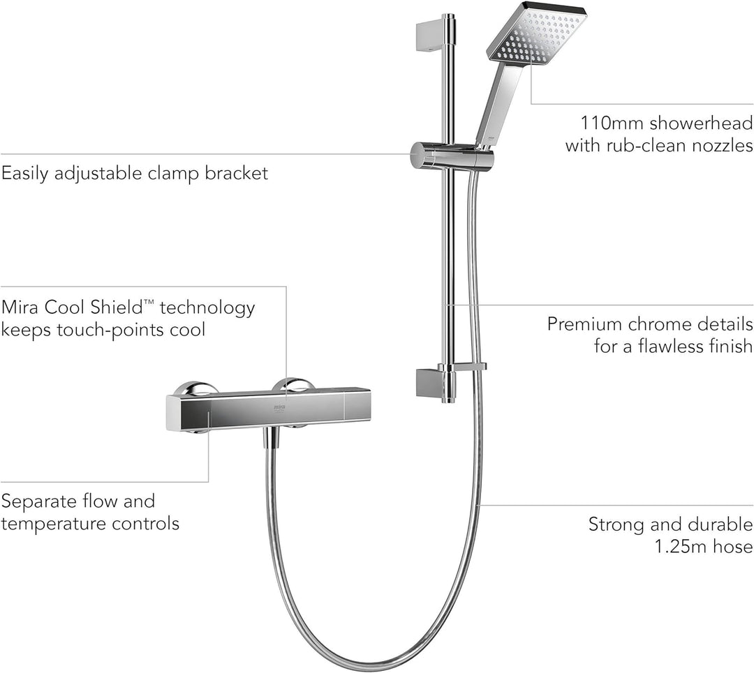 Mira 1.1901.001 Einzelausgang Stabventil Mixer Honesty Duscharmatur, Einarmatur, quadratisch, Chrome