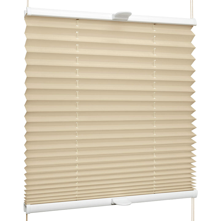 SchattenFreude Klemmfix-Plissee für Fenster | Mit Klemm-Haltern | Ohne Bohren | Beige, Breite: 135cm