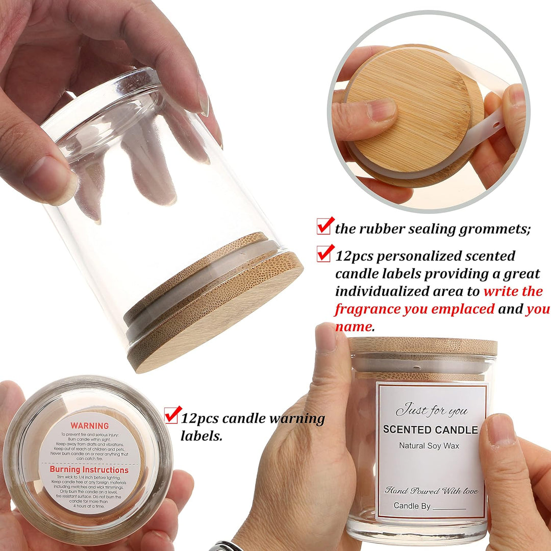MILIVIXAY Klare Kerzengläser aus Glas mit Deckeln und Kerzenherstellungs-Sets, leere Kerzengläser im