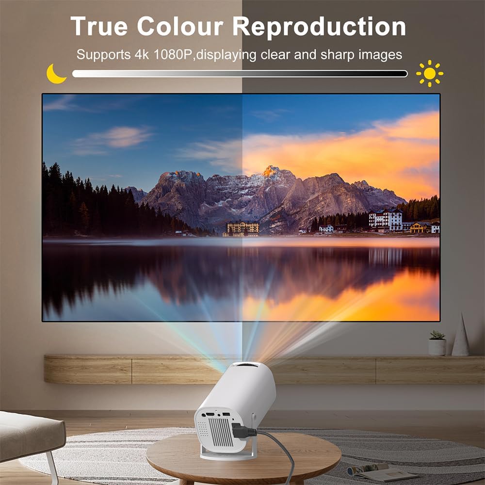 Mini Beamer, Smart Projektor Full HD 1080P, Klein Beamer Heimkino mit WiFi 6 und Bluetooth 5.2, Unte
