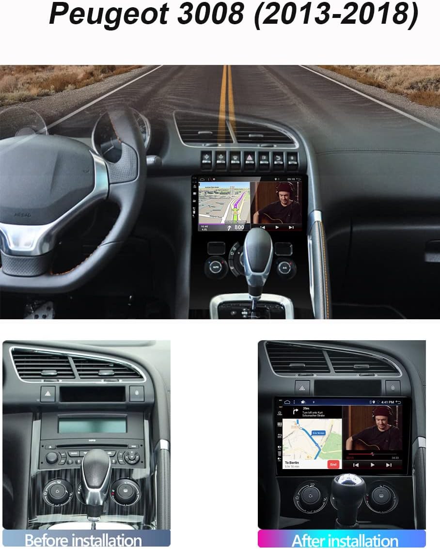 9 Zoll Android 15 Autoradio für Peugeot 3008 (2013-2018) - Rückfahrkamera KOSTENLOS - 2G+64G - 2 Din