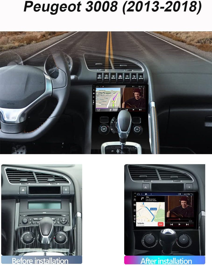 9 Zoll Android 15 Autoradio für Peugeot 3008 (2013-2018) - Rückfahrkamera KOSTENLOS - 2G+64G - 2 Din