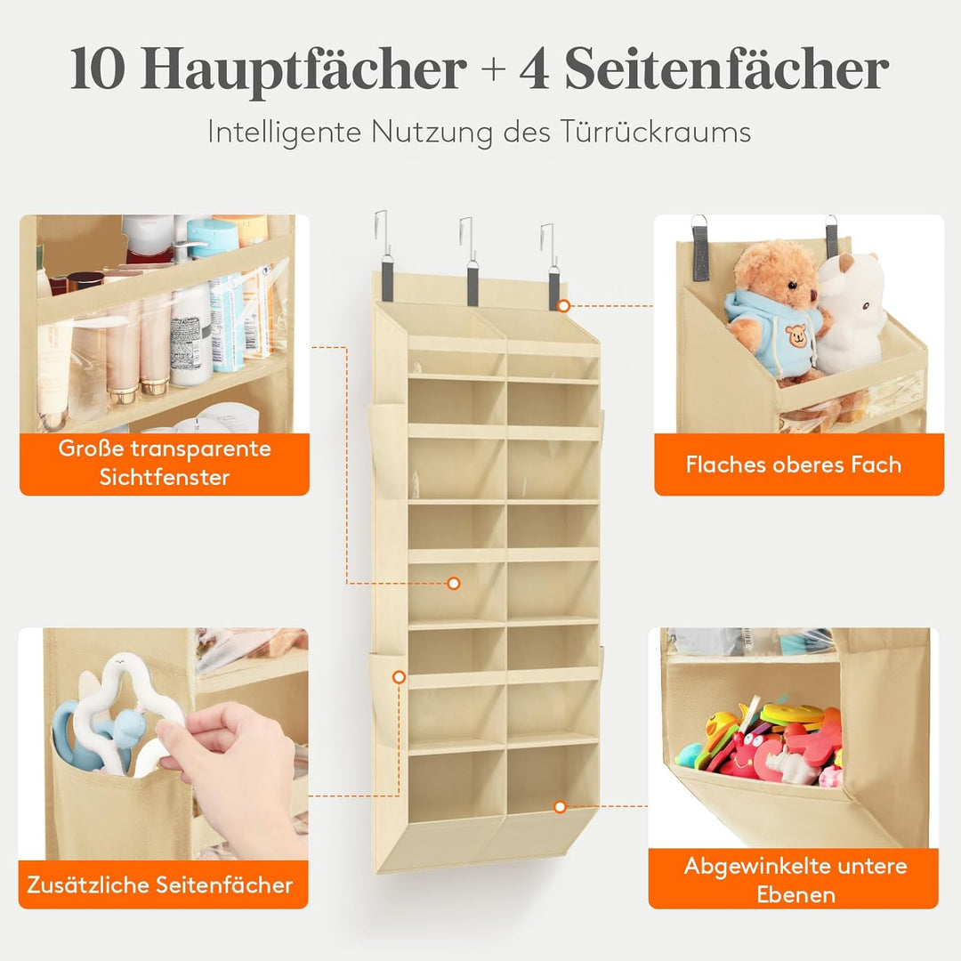 Lifewit Türorganizer Hängeorganizer, 10 Regal klar Fenster hängende Lagerung mit 4 Seitentaschen, Tü