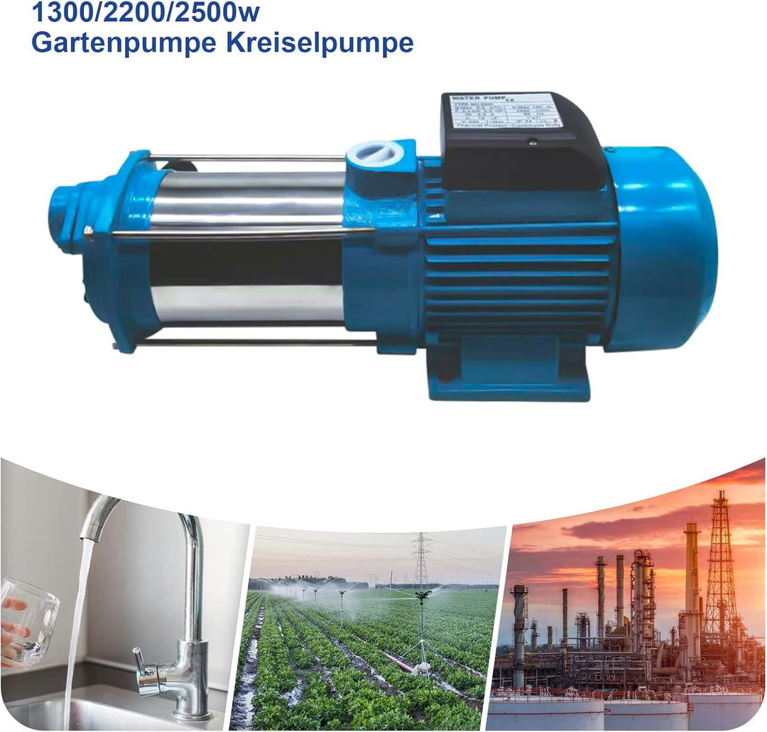 Gartenpumpe Kreiselpumpe, 2500W Elektrische Centrifugal Pumpen Garden Pumpe 4000 L/h Robuste, max. D
