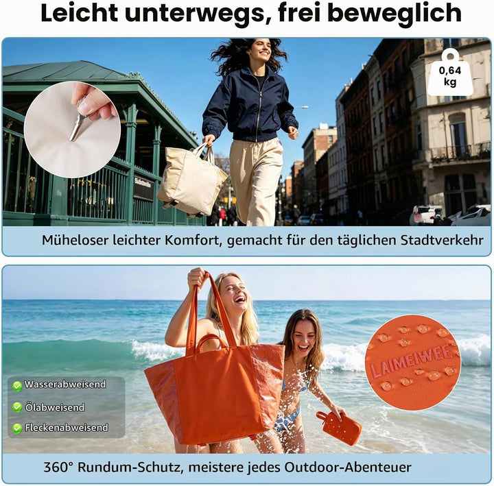 Leichte geräumige Tote Bag für Damen, 25L erweiterbare Reise- &amp; Arbeitstasche mit Tabletfach, Sportt