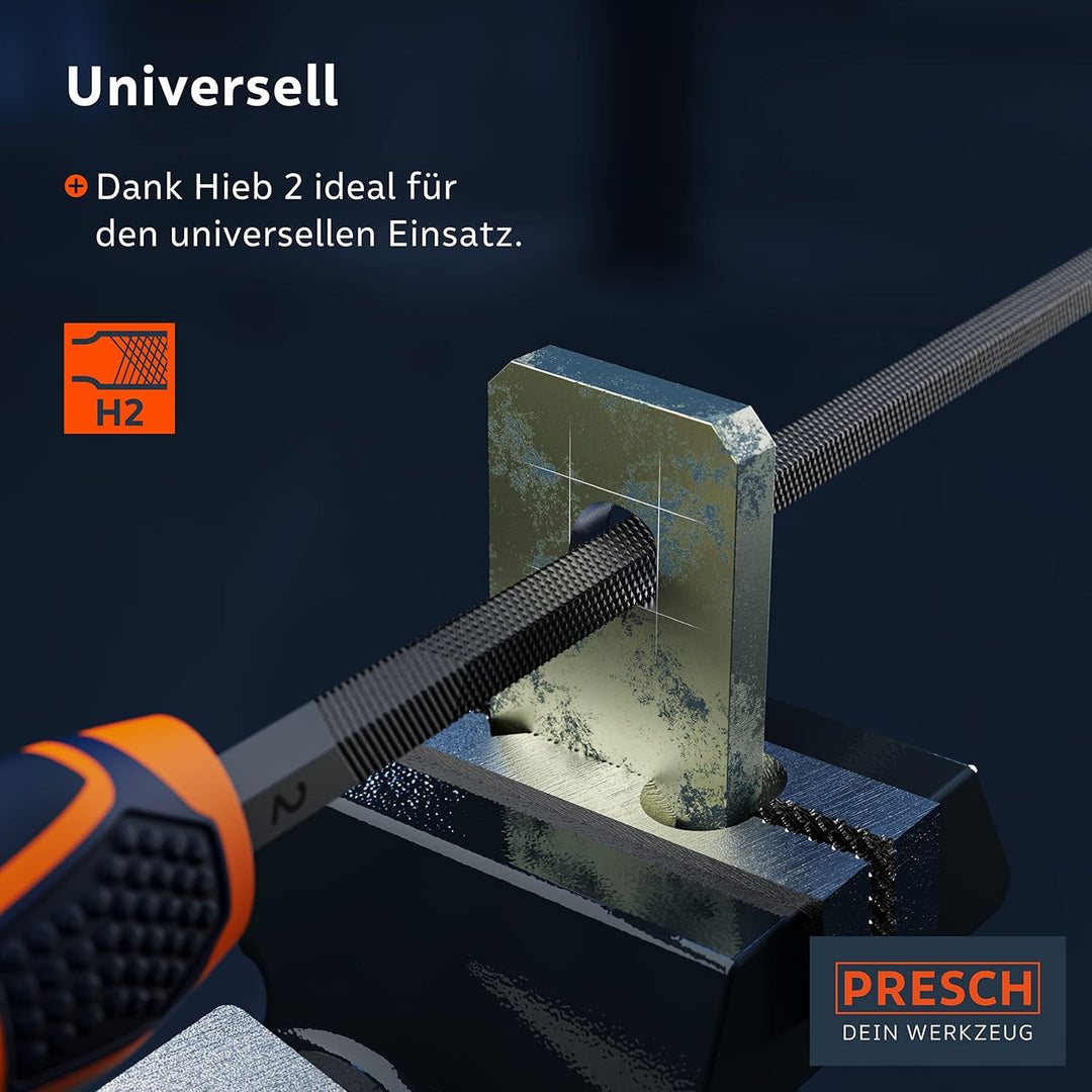 Presch Werkstattfeilen Set 5tlg. - Hochwertiges Metallfeilen Set mit Hieb 2 inkl. Flachstumpffeile,