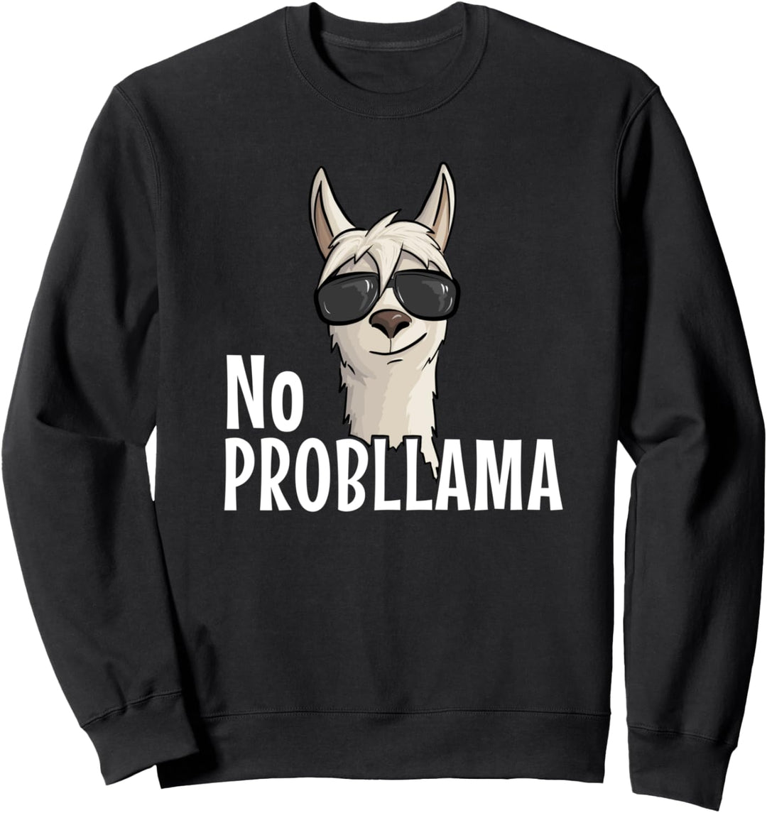 Funky Hipster Lama mit Sonnenbrille No Prob-Llama Sweatshirt