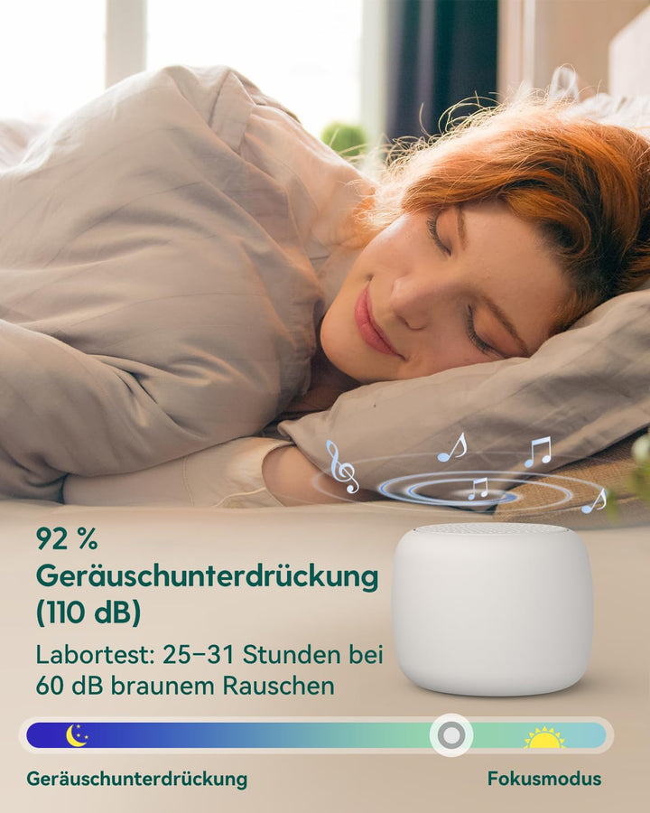 Weisse Rauschmaschine Babelio Mini-Soundmaschine für Erwachsene, Kinder, Babys | 15 Sounds ohne Schl