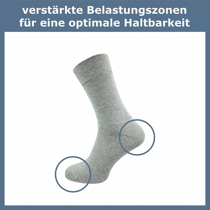 Herren Socken aus 100% Baumwolle | Reine Baumwollsocken im 10er-Set | Freizeitsocken ohne Naht mit v