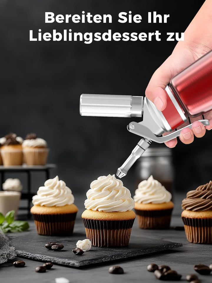 SimCoker Sahnespender 500ml, Aluminium Schlagsahnebereiter für Schlagsahne, Cremes und Sossen,Sahnes