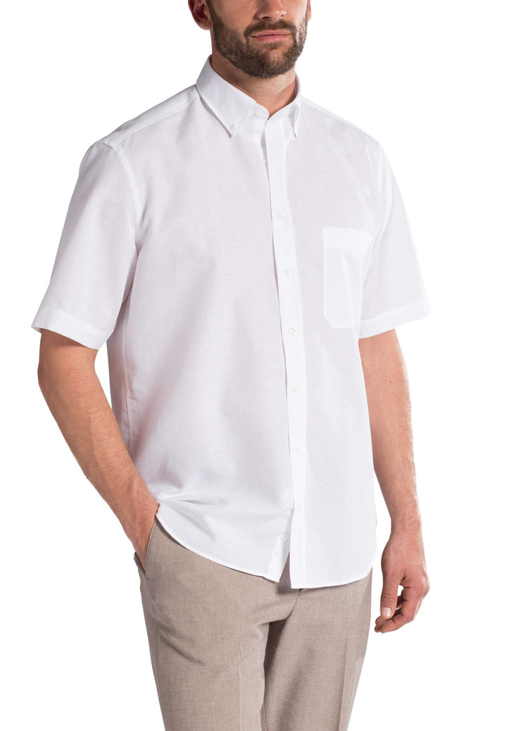 eterna Kurzarm Hemd Comfort FIT Leinen unifarben