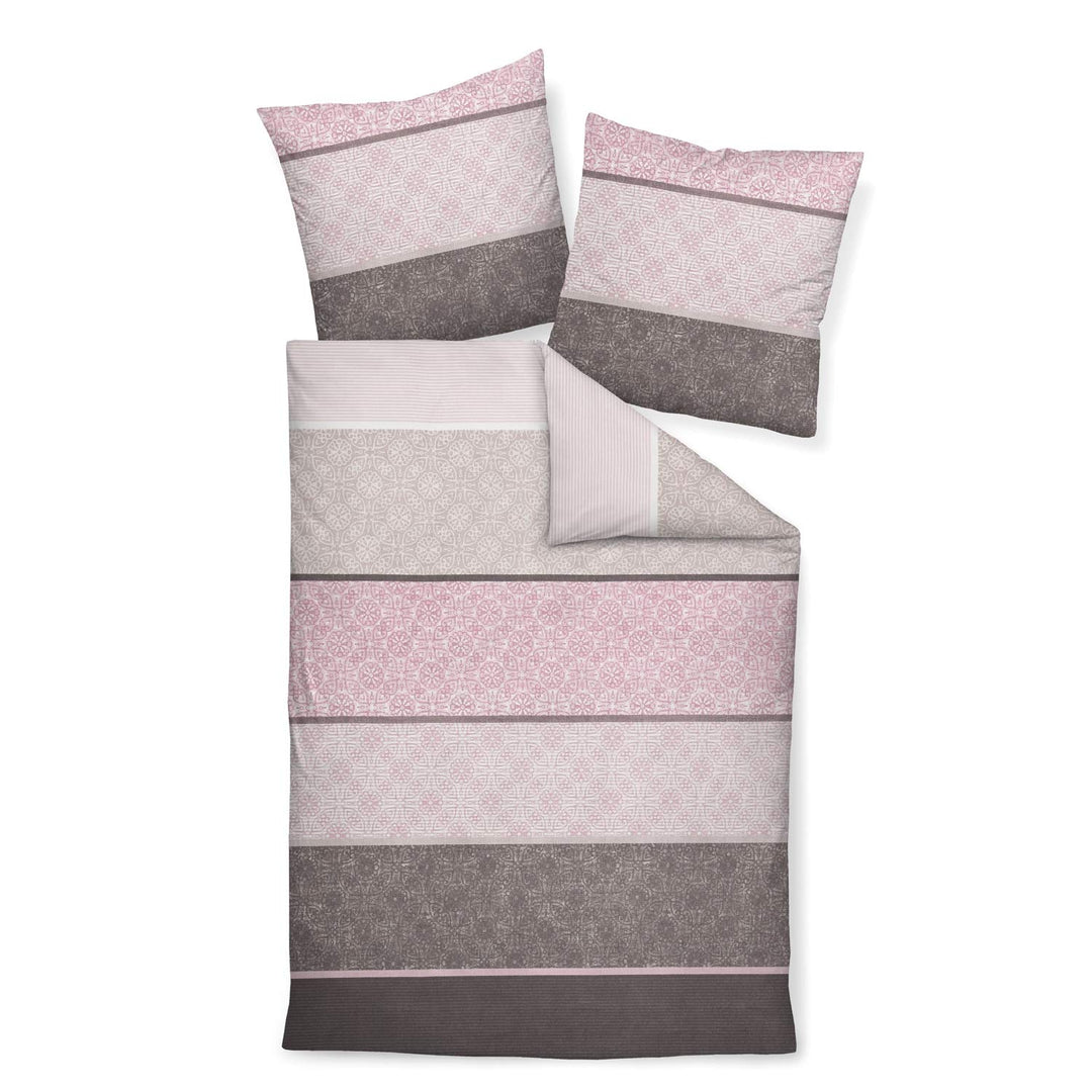 Janine 65016 Feinbiber Bettwäsche Davos 155x220 cm + 80x80 cm Beere-Mauve 155 cm x 220 cm, 155 cm x