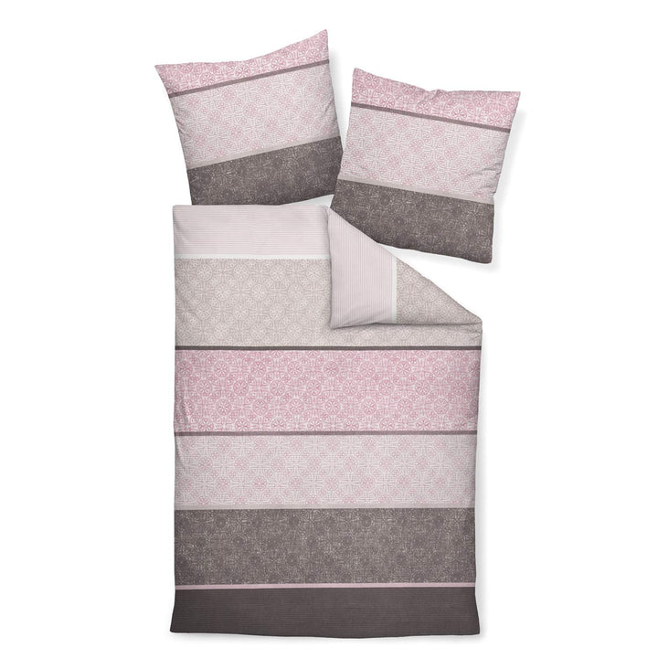 Janine 65016 Feinbiber Bettwäsche Davos 155x220 cm + 80x80 cm Beere-Mauve 155 cm x 220 cm, 155 cm x