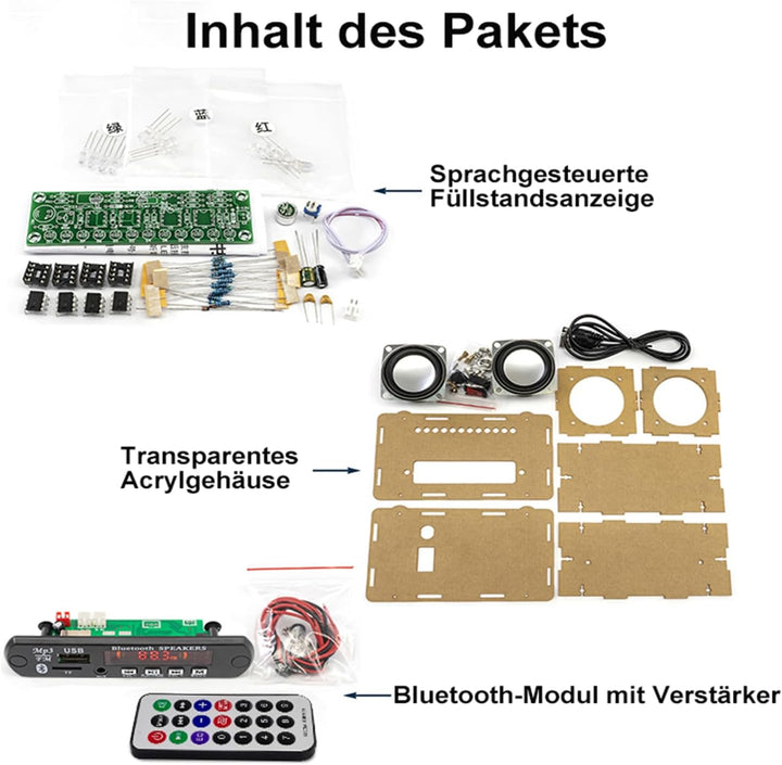 Elektronik Bluetooth Lautsprecher mit FM Radio DIY Löten Bausatz, Fernbedienung Music Player Projekt