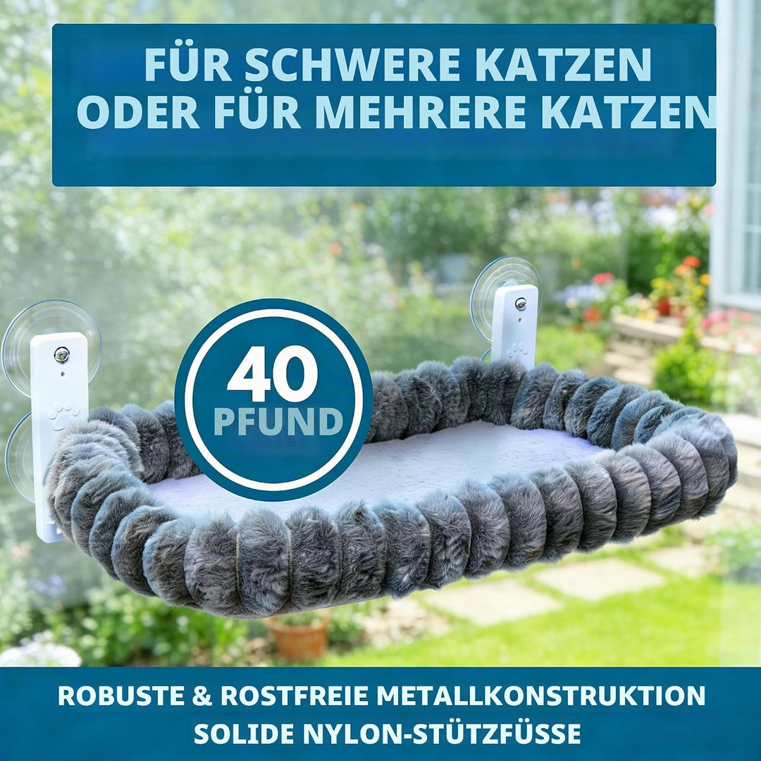 Katzen Fensterliege Faltbar mit 4 Saugnäpfen – Stabiles Katzenbett &amp; Hängematte fürs Fensterbrett bi