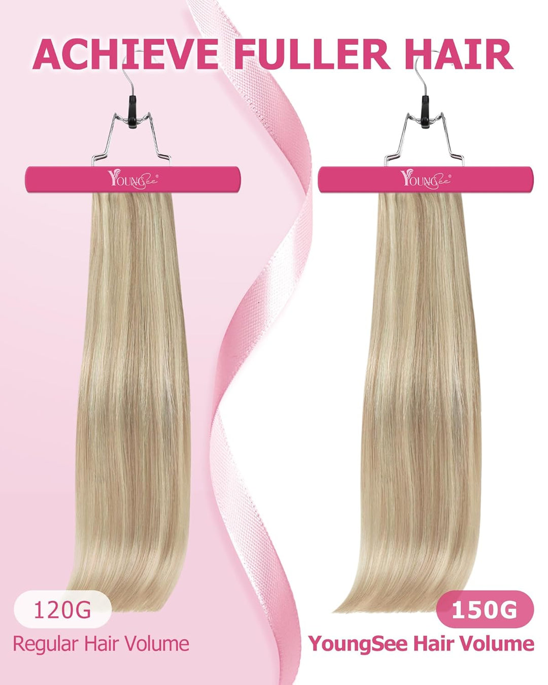 YoungSee Clip in Extensions Echthaar Aschblond Echthaar Extensions Clip Blond Strahnchen Platinblond