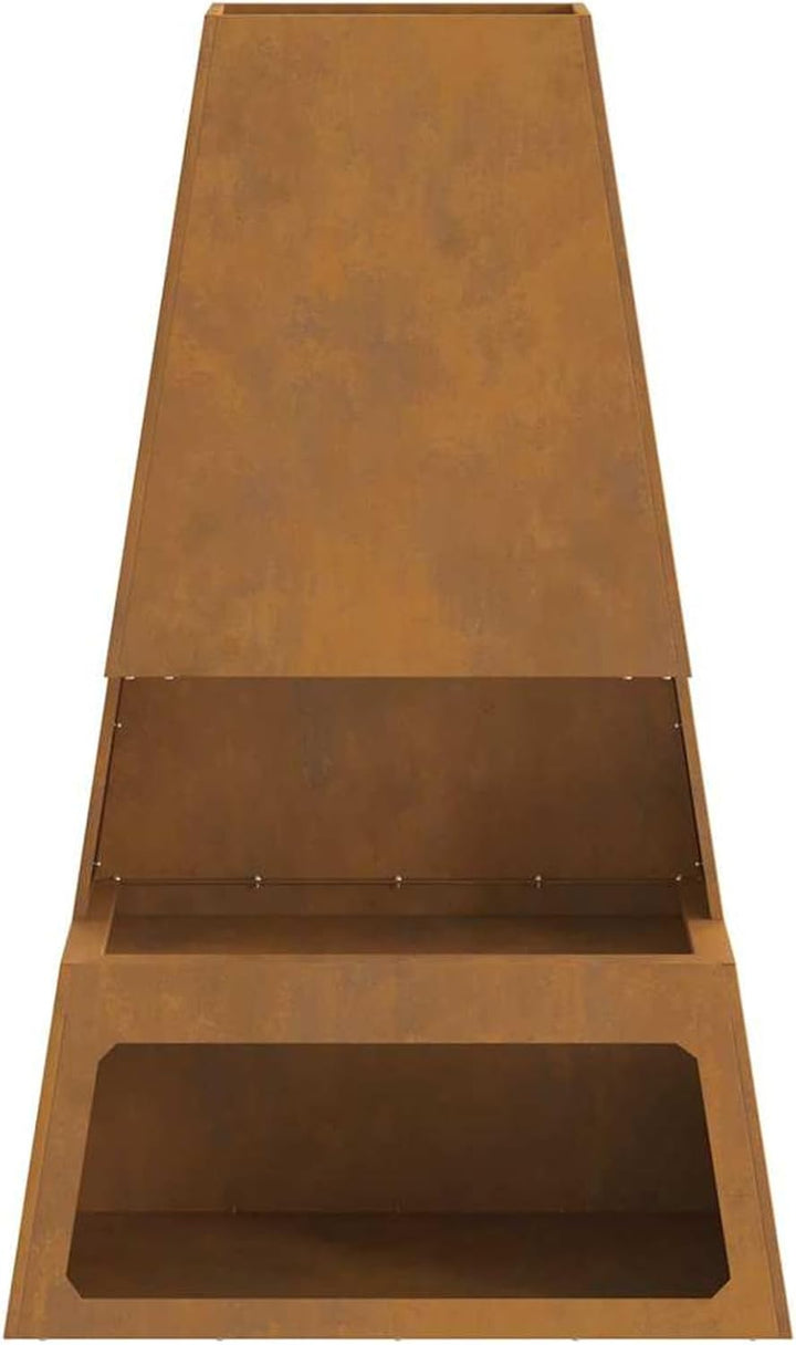 Gecheer Feuergrill, kegelförmiges Design, 60x35x100 cm, Cortenstahl, für Aussenbereich und Entspannu
