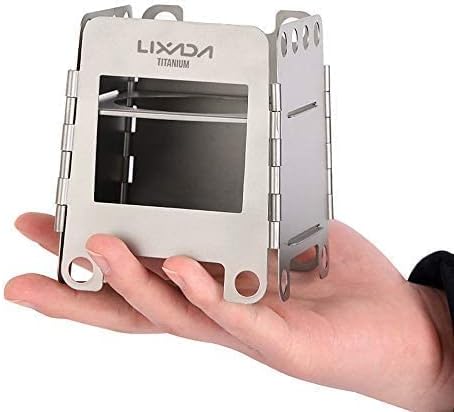 Lixada Camping Kocher, Mini Titanium Holzofen Tragbar Leicht Holz Herd mit Mini-Spirituskocher für O