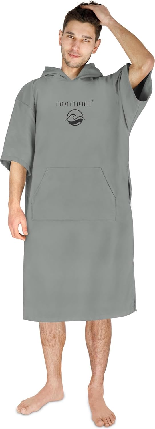 normani Unisex Badeponcho - Badehandtuch mit Kapuze aus Mikrofaser - schnelltrocknend und mit kleine