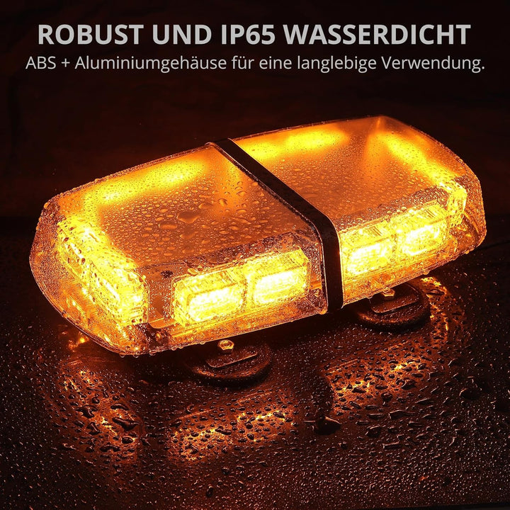 Justech 72 LED Rundumleuchte 7 Modi 12/24V Blitzleuchte Schraube Starker Magnet Amber Warnleuchte No