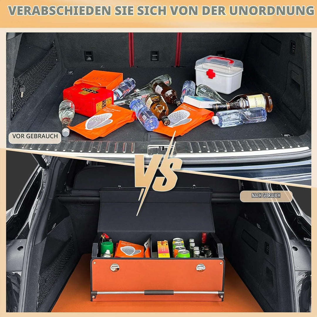 Auto Kofferraum Organizer mit Deckel und Stabiler Push-Pull-Griff, 60L Grosse Faltbare Fahrzeug Stor