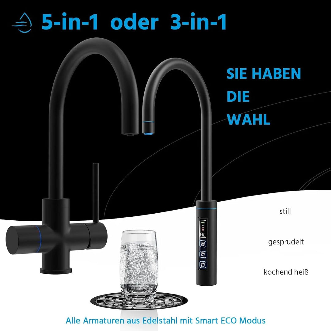 HappyFilter FizzRed Wassersprudler Wasserkocher | gekühlt | gesprudelt | kochend| 5in1 Black Wasserh