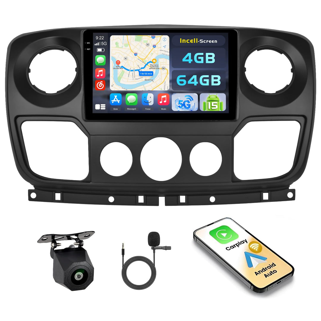 Hikity Android 15 4+64G Autoradio für Renault Master/Opel Movano/Nissan Interstar 2010 mit 10'' Ince