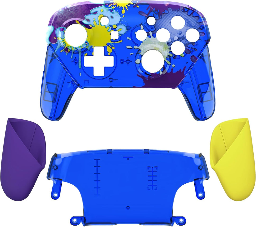 eXtremeRate Griff Hülle Set kompatibel mit Nintendo Switch Pro Controller, DIY-Ersatz Front Case/Bac